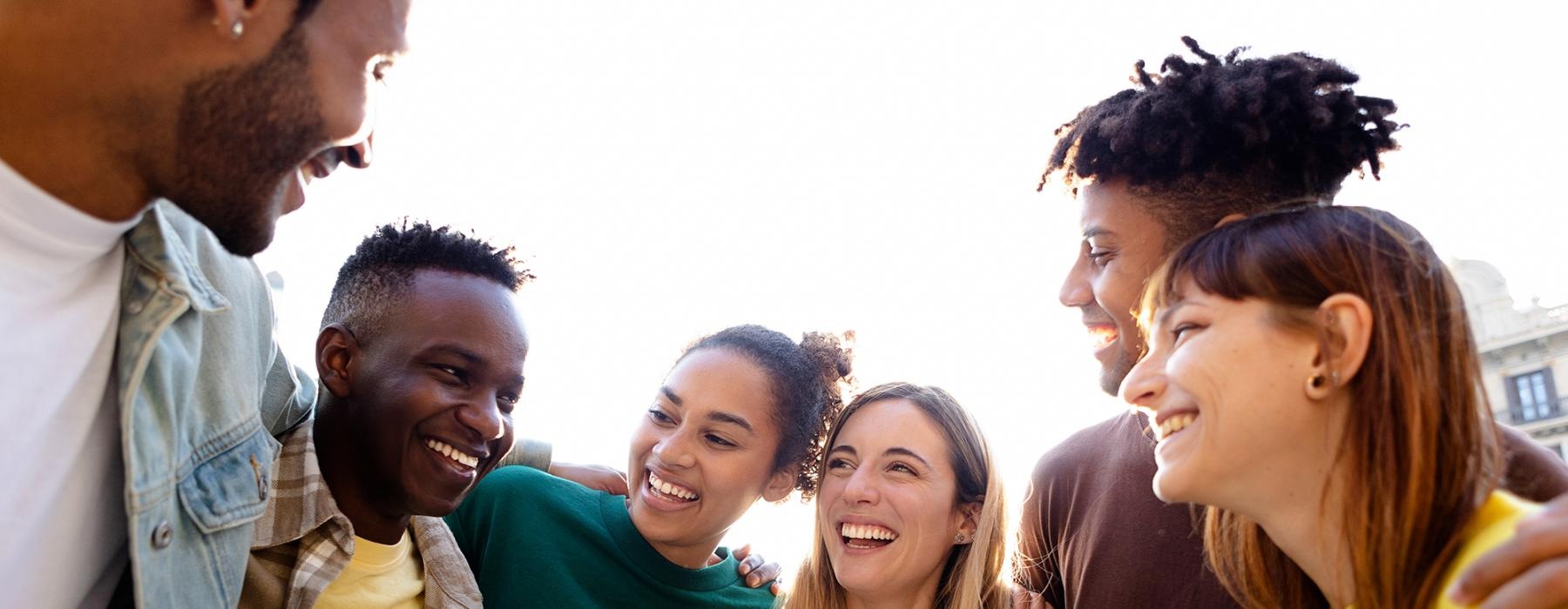 a group of people smiling